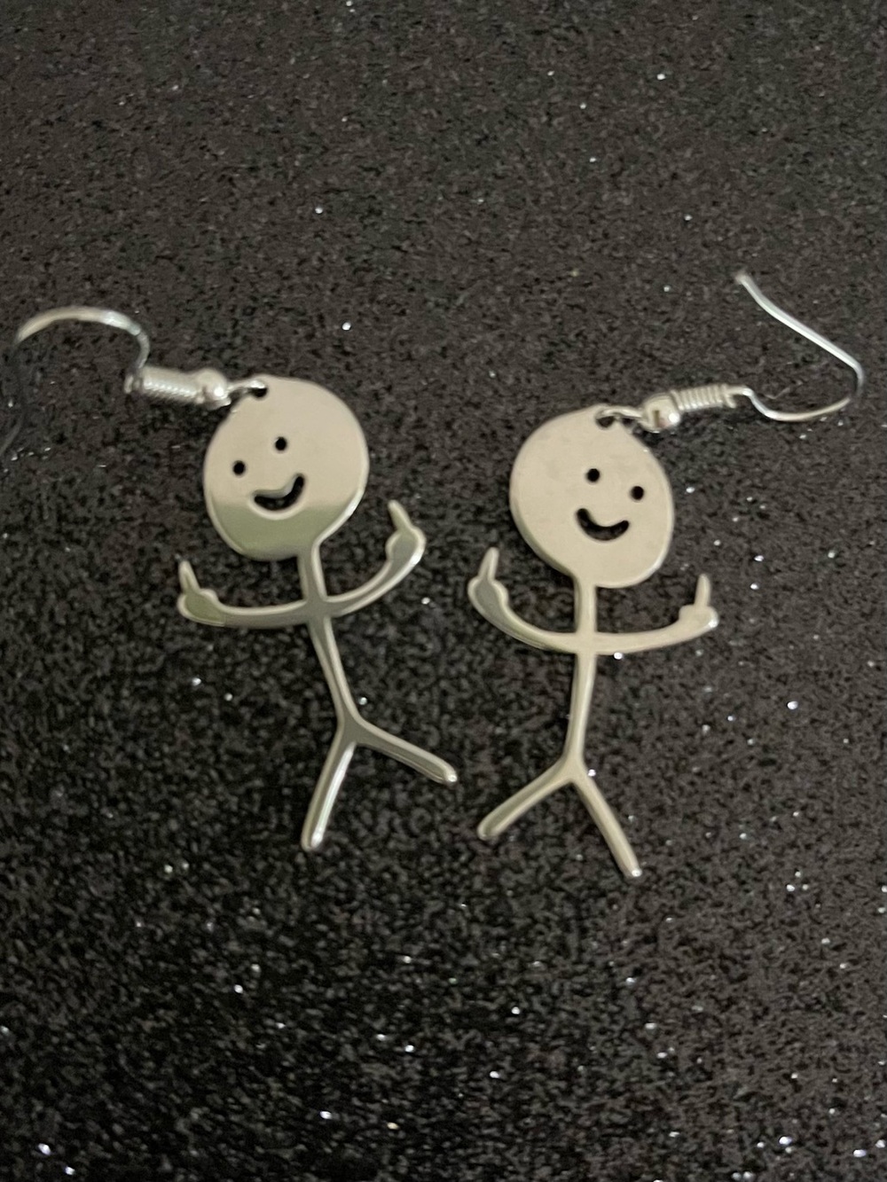 Stick Figure Cartoon Character Doodle Smiley Hook Earrings